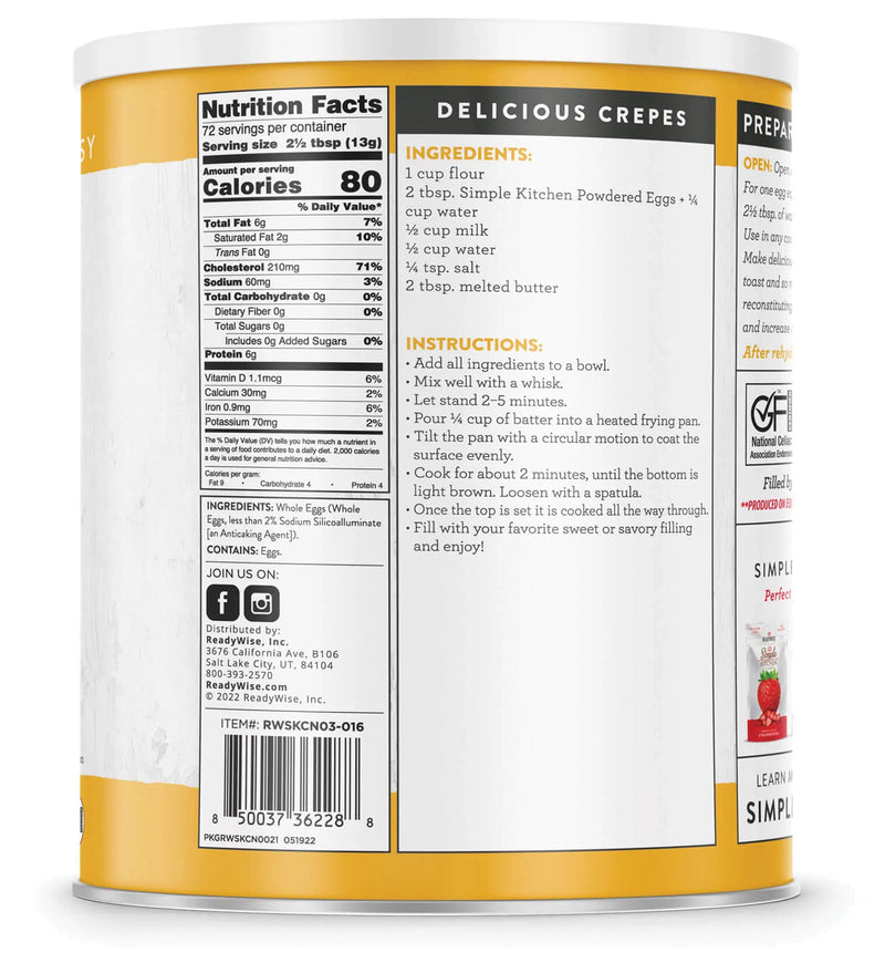 Load image into Gallery viewer, Readywise Simple Kitchen Eggs - 72 Servings: Convenient and Delicious Breakfast Solution
