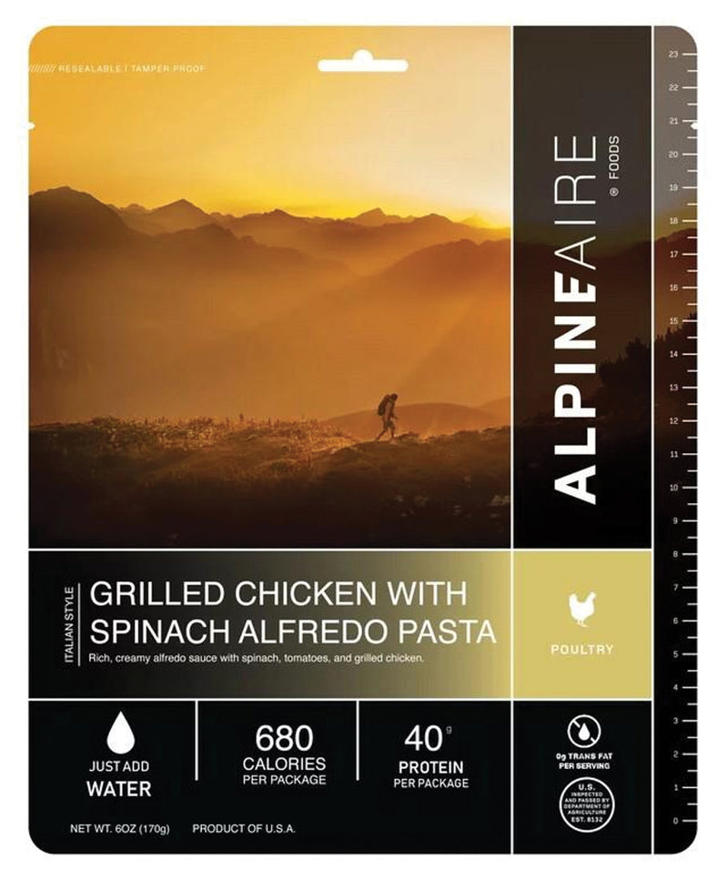 Load image into Gallery viewer, Alpine Aire Grilled Chicken with Spinach Alfredo Pasta - Delicious Backcountry Meal
