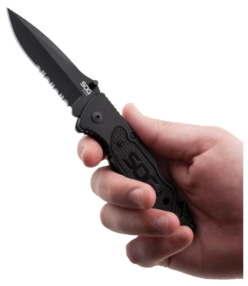Load image into Gallery viewer, SOG Escape Black - Compact and Reliable Survival Tool
