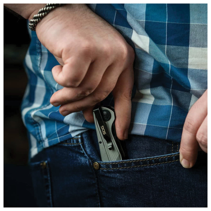 Load image into Gallery viewer, SOG Flash MT Silver/Black - Box: Sleek and Reliable Everyday Carry Knife
