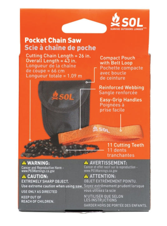 Sol Sol Pocket Chain Saw with Pouch - Compact and Portable Survival Tool