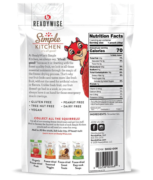 Readywise Simple Kitchen Freeze-Dried Strawberries Snacks - Delicious and Nutritious Fruit Snacks