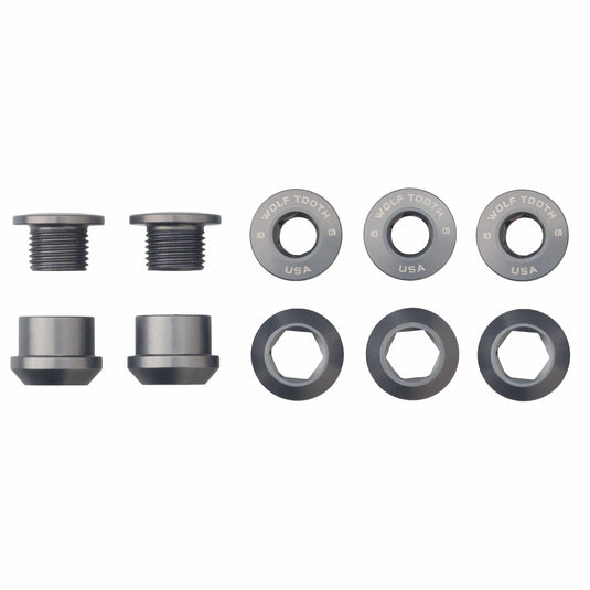 Wolf Tooth 1x Chainring Bolt Set - 6mm Aluminum Orange, Dual Hex Fittings, Compatible with Drop-Stop & Single Chainrings, Lightweight & Durable