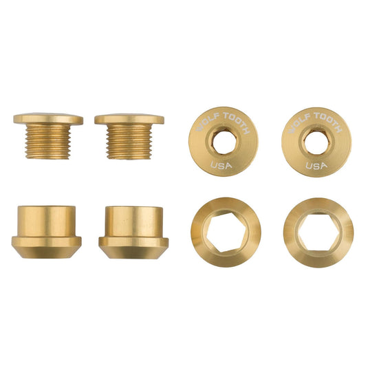 Wolf Tooth 7075-T6 Aluminum Black Chainring Bolt Set - 6mm Dual Hex for 1x Drop-Stop Compatibility, Lightweight and Durable Bike Part