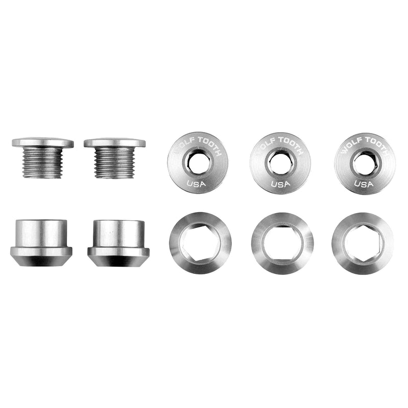 Load image into Gallery viewer, Wolf Tooth Red Aluminum 7075-T6 Chainring Bolt Set for 1x Dropped Chainring Compatibility, Dual Hex &amp; Lightweight Design

