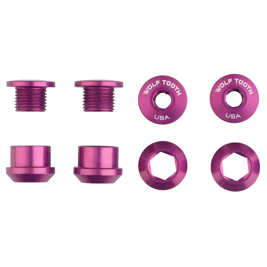 Wolf Tooth 7075-T6 Aluminum Black Chainring Bolt Set - 6mm Dual Hex for 1x Drop-Stop Compatibility, Lightweight and Durable Bike Part