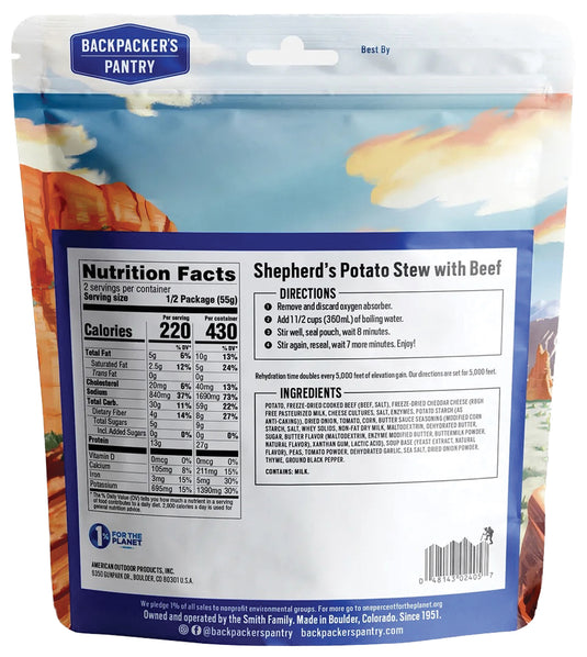 Backpacker's Pantry Beef Performance Shepherd Potato Stew - 2 Person Meal