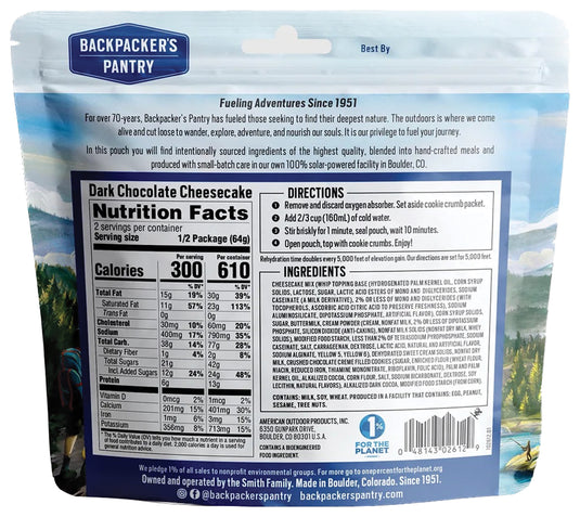 Backpackers Pantry Bp Desserts - 2 Person Dark Chocolate Cheese Cake 2p Meals