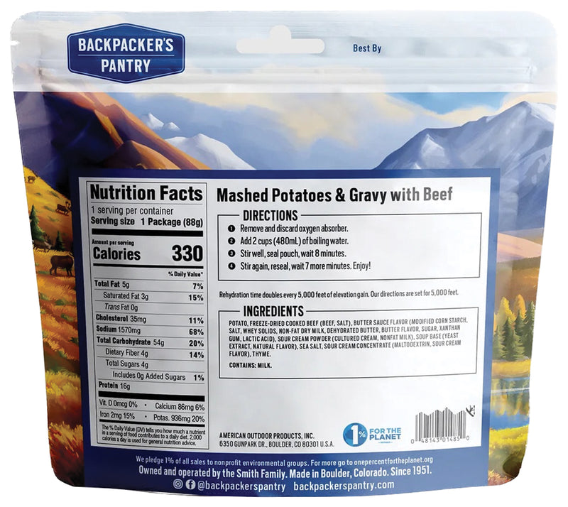 Load image into Gallery viewer, BACKPACKERS-PANTRY-Mashed-Potatoes-&amp;-Gravy-with-Beef-Nutrition-ETNR0023

