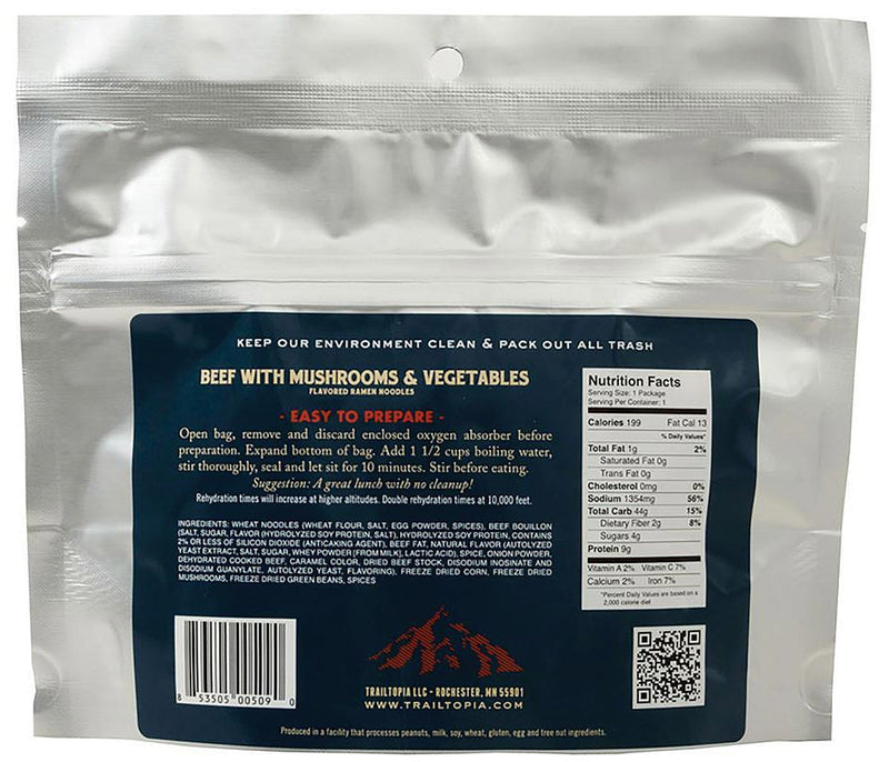 Load image into Gallery viewer, Trailtopia Beef and Vegetable Ramen: Delicious Backpacking Meal for Outdoor Adventures
