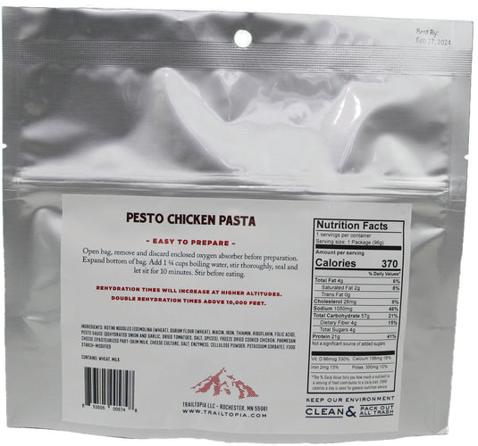 Trailtopia Pesto Chicken Pasta: Delicious Single Serving Meal for Outdoor Adventures