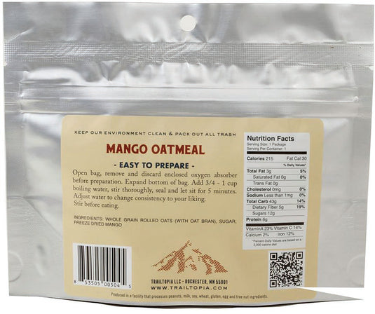 Trailtopia Oatmeal Mango Oatmeal Meals: Delicious and Nutritious Trail Fuel