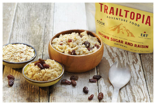 Trailtopia Oatmeal Brown Sugar Raisin Oatmeal Meals - Delicious and Nutritious Trail Food for Outdoor Adventures