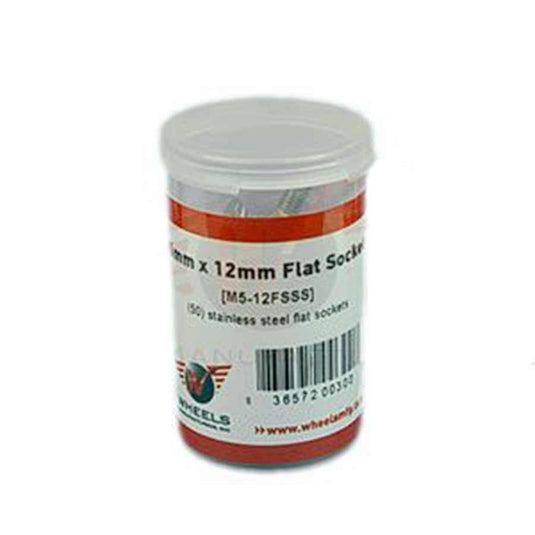 Wheels Manufacturing Stainless Steel M5 Flat Head Cap Screw, 12mm, 50pcs