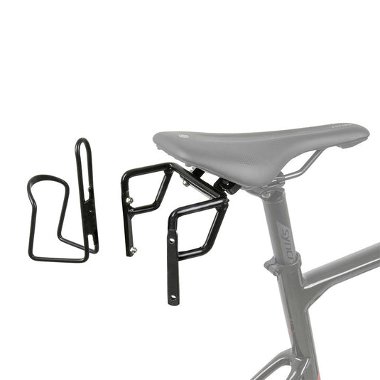 M-Wave Ada S III Bottle Cage Mount, Mounts on the seat rails and allows the installation of 2 bottle cages while still