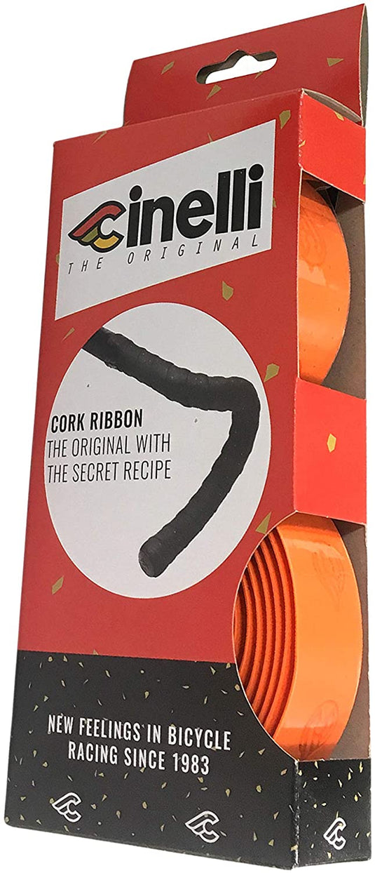 Cinelli Cork Ribbon Handlebar Tape Orange Bar Wrap Adhesive Back Includes Plugs