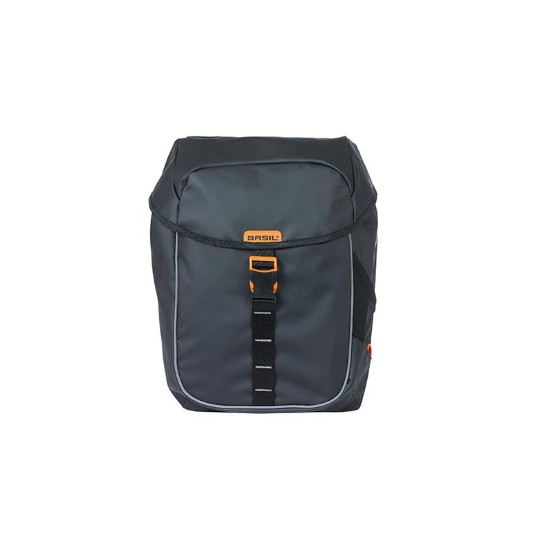 Load image into Gallery viewer, Basil Miles Double bag Pannier, 34L, Black/Orange
