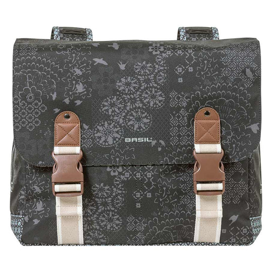 Basil Boheme Double Pannier Bag Charcoal Grey 14.6x5.9x14.6in UBS / Straps