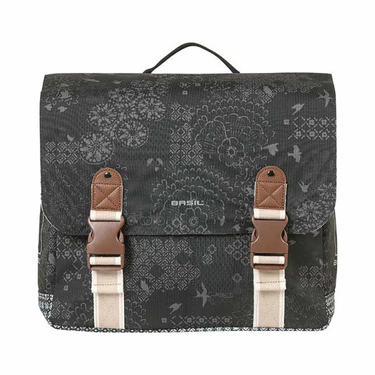 Basil Boheme Double Pannier Bag Charcoal Grey 14.6x5.9x14.6in MIK