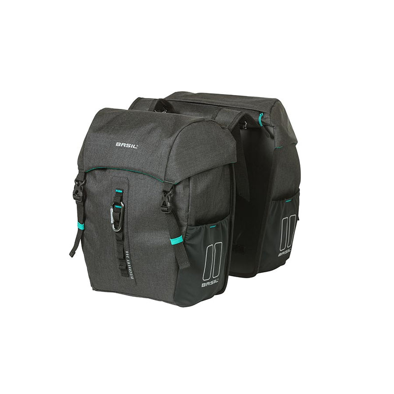 Load image into Gallery viewer, Basil Discovery 365D Double Pannier Bag Black 11.8x5.9x12.2in UBS / Straps
