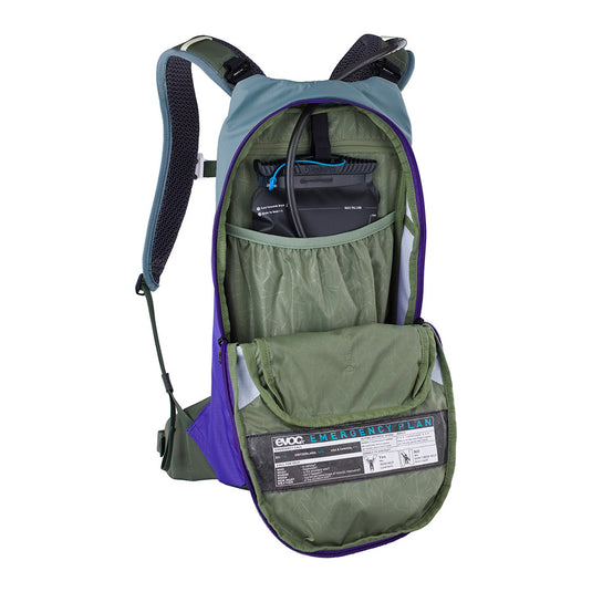 EVOC Stage 6 + 2L Bladder Hydration Bag, Volume: 6L, Bladder: Included (2L), Steel/Violet/Dark Olive