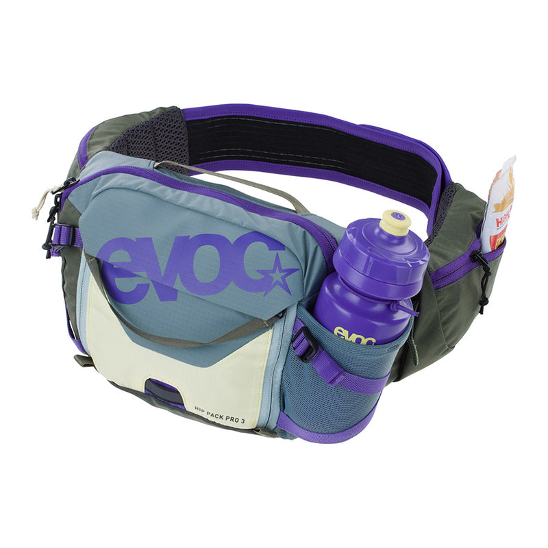 Load image into Gallery viewer, EVOC Hip Pack Pro 3 +1.5L Bladder, Steel/ Violet/ Dark Olive
