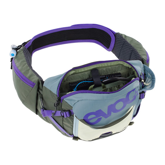 EVOC Hip Pack Pro 3 +1.5L Bladder, Steel/ Violet/ Dark Olive