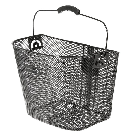 M-Wave BA-F Clip Stem Basket, Front, 33.5x22.5x25.5cm, Black