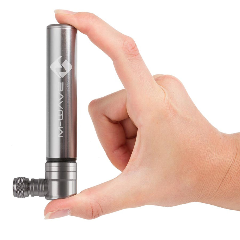 Load image into Gallery viewer, M-Wave MiniatAir Pump 120mm, 90psi, Dual Valve Head, Silver
