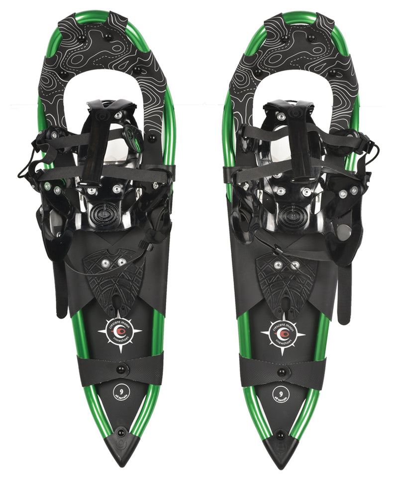 Load image into Gallery viewer, Crescent Moon Gold 9 All-terrain Snowshoes Sawtooth 27 Snowshoes Green Snowshoes
