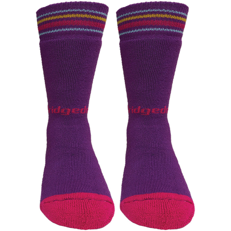 Load image into Gallery viewer, Bridgedale Kids Merino Ski Socks 2-Pack - White/Purple, Medium
