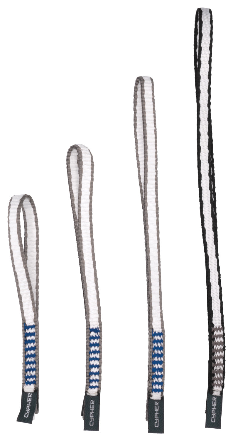 Load image into Gallery viewer, Ultra-Lightweight Cypher 10mm Dyneema Quickdraw Express Slings - Grey/Blue, 10mmx16cm
