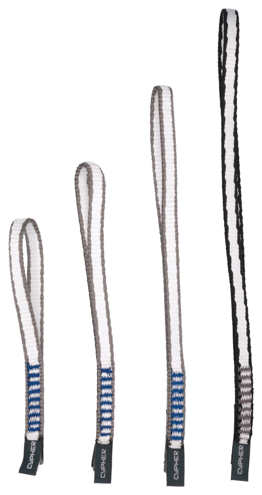 Ultra-Lightweight Cypher 10mm Dyneema Quickdraw Express Slings - Grey/Blue, 10mmx16cm