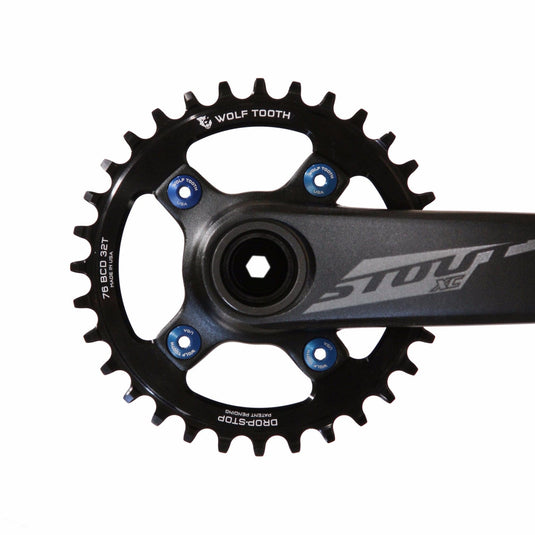 Wolf Tooth 30T 76 BCD Chainring for SRAM XX1 & Specialized Stout - Alloy Drop-Stop Chainring Compatible with 9/10/11/12-Speed Drivetrains, Precision Engineering, Lightweight 7075-T6 Aluminum, Max Chain Retention, Black