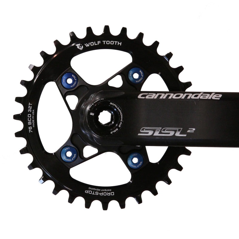 Load image into Gallery viewer, Wolf Tooth 30T 76 BCD Chainring for SRAM XX1 &amp; Specialized Stout - Alloy Drop-Stop Chainring Compatible with 9/10/11/12-Speed Drivetrains, Precision Engineering, Lightweight 7075-T6 Aluminum, Max Chain Retention, Black
