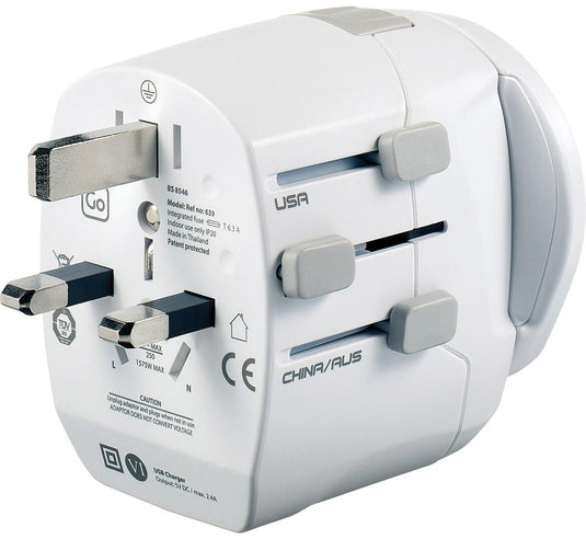 Go Travel Worldwide Grounded Adapter with USB Port - Stay Connected Anywhere!