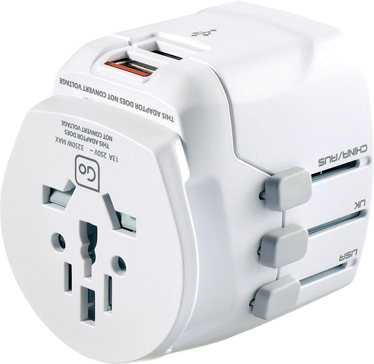 Go Travel Worldwide Grounded Adapter with USB Port - Stay Connected Anywhere!