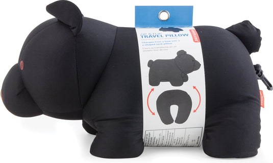 Kikkerland Zip & Flip Brown Bear Kids Travel Pillow - Perfect for Camping and On-the-Go!