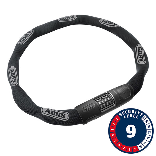 Abus 8808C 8mm Square Chain Lock & 8802 Combination Security Chain Soft-Touch Fabric, 3.7' Bundle