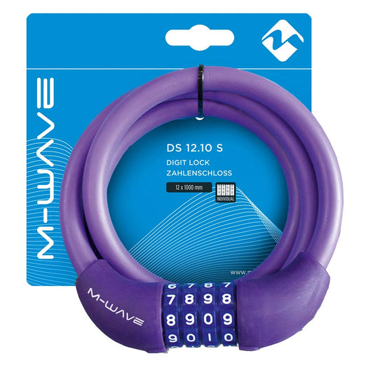 M-Wave DS 12.10 Cable lock Combination, 12mm, 12x1000mm, Purple