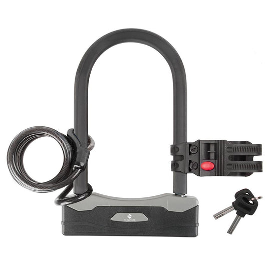 M-Wave B&S U-Lock Key 106x188mm, Thickness in mm: 15mm, With 8mm x 180cm cable, Black