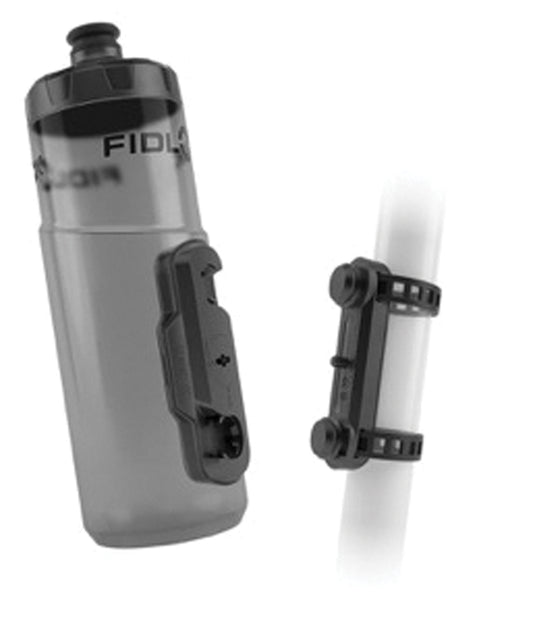 Fidlock TWIST Water Bottle Cage Set - Universal Base Mount, Strap-On, 600ml, Smoke