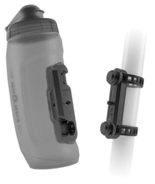 Fidlock TWIST Water Bottle Cage Set - Universal Base Mount, Strap-On, 590ml, Smoke