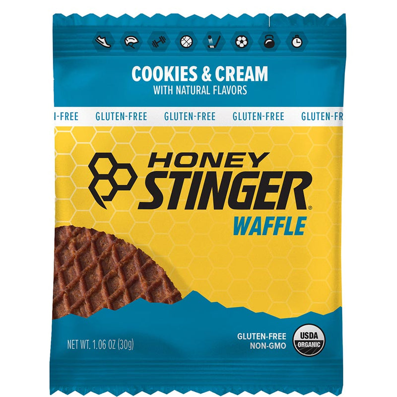 Load image into Gallery viewer, Honey Stinger Gluten-Free Organic Stinger Waffle Energy Cookies&amp;Cream Box of 12
