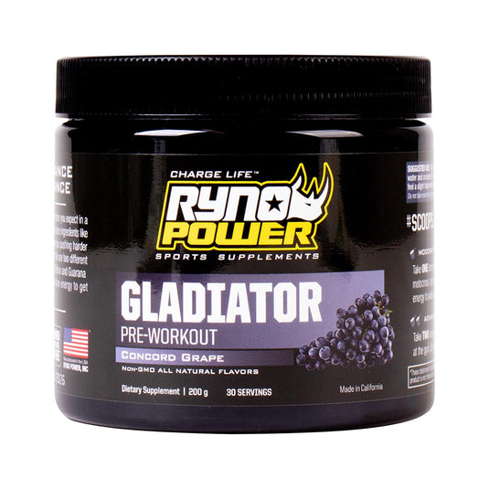 Ryno Power Gladiator Pre-Workout, Drink Mix, Grape, Jar, 30 servings