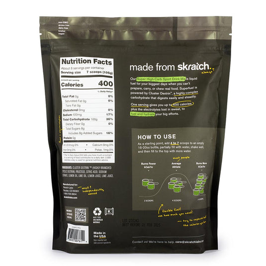 Skratch Labs Super High-Carb Sport Drink Mix - Lemon and Lime, 16 Serving Pouch