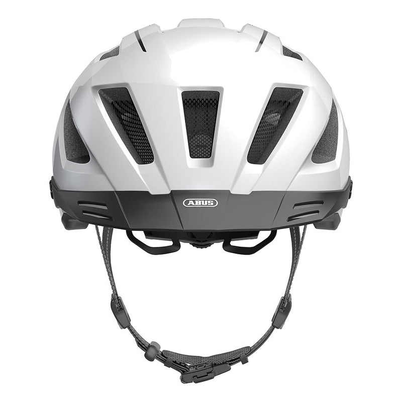 Load image into Gallery viewer, Abus Pedelec 2.0 MIPS Helmet Rear Light Fidlock Magnet Buckle Pearl White, Large

