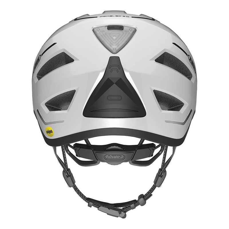 Load image into Gallery viewer, Abus Pedelec 2.0 MIPS Helmet Rear Light Fidlock Magnet Buckle Pearl White, Large
