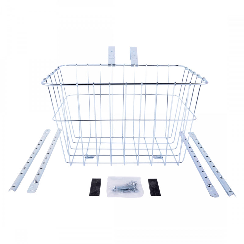 Load image into Gallery viewer, Wald 1352 Front Grocery Basket with Adjustable Legs Silver 14 x 9 x 9&quot;
