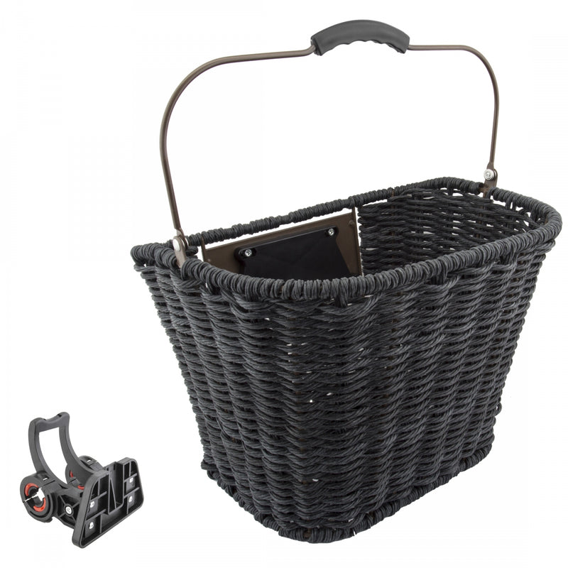 Load image into Gallery viewer, Sunlite-Synthetic-Wicker-QR-Basket-Basket-Gray-Wicker-BSKT0398-Bicycle-Baskets
